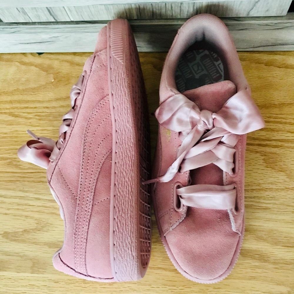Puma Suede Heart Satin II Dusty Rose Sneakers - Picture 5 of 8
